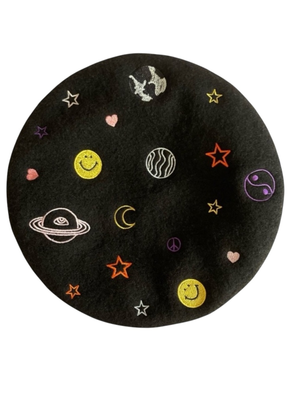 Rare: new Valfré ☻ Saturn Embroidered Wool Beret ☻ Black ☻ 1SFA Limited Edition - Picture 3 of 16